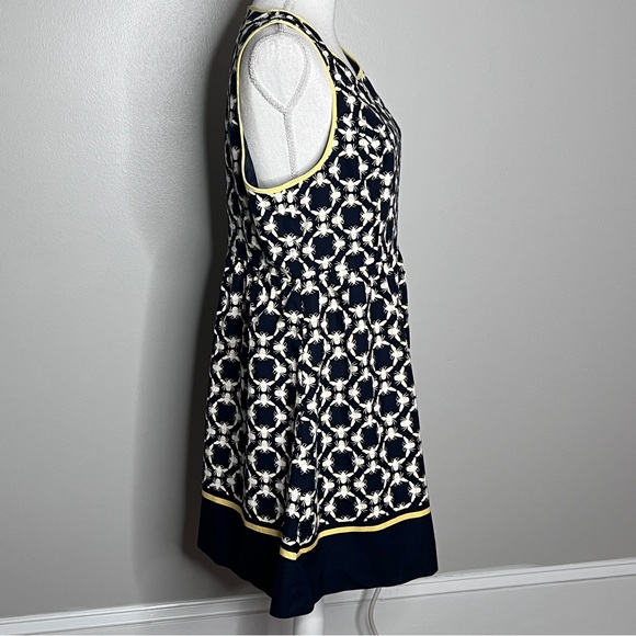 Crown & Ivy Navy White Bee Geometric Print Sleeveless Short Dress Women Size 14 - Picture 3 of 14